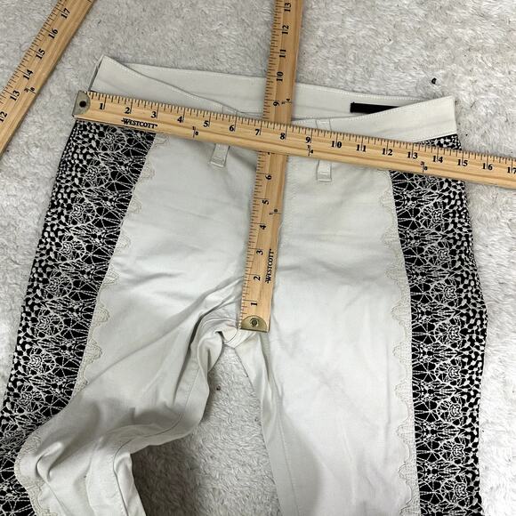 Rag & Bone White Embroidered Lace Black Tuxedo Stripe Skinny Jeans 26. - Picture 9 of 12
